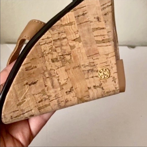 Tory Burch Ashton Patent Cork Wedge Sandals Heels - Picture 8 of 13